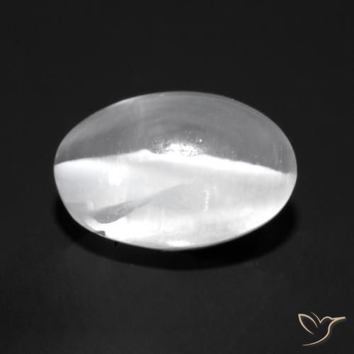 1.53 ct White Sillimanite Cat's Eye Stone, Natural Sillimanite Cat's Eye in Oval Cabochon Shape for Sale