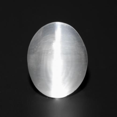 Weiß Sillimanit-Katzenauge Edelstein - 1.4ct Oval Cabochon (ID: 551465)