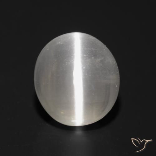 1.56ct Natural Very Light Grey Sillimanite Cat's Eye, Oval, Transparent