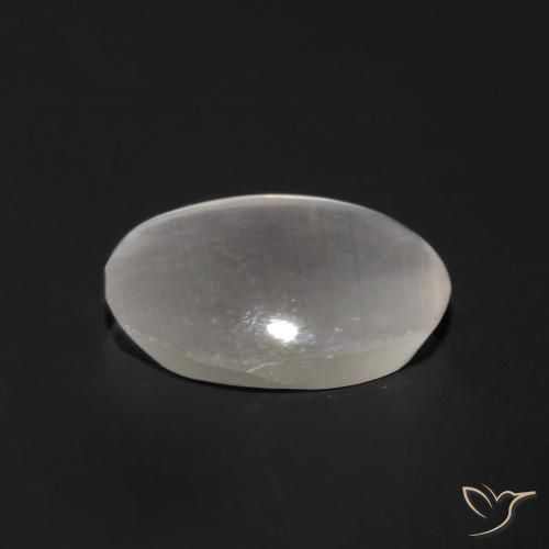 Sillimanite Cat's Eye Gemstone in 7.4 x 5.5 mm Size for Sale, Sillimanite Cat's Eye Stone in Very Light Grey Color