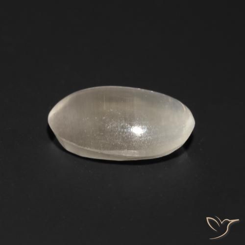 Sillimanite Cat's Eye Gemstone in 7.8 x 5.2 mm Size for Sale, Sillimanite Cat's Eye Stone in Very Light Grey Color