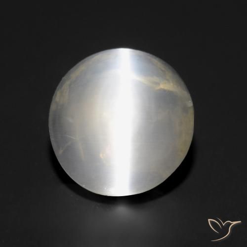 1.57ct Natural Warm White Sillimanite Cat's Eye, Round, Transparent