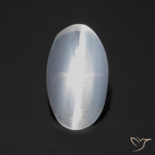 0.77 ct White Sillimanite Cat's Eye Stone, Natural Sillimanite Cat's Eye in Oval Cabochon Shape for Sale