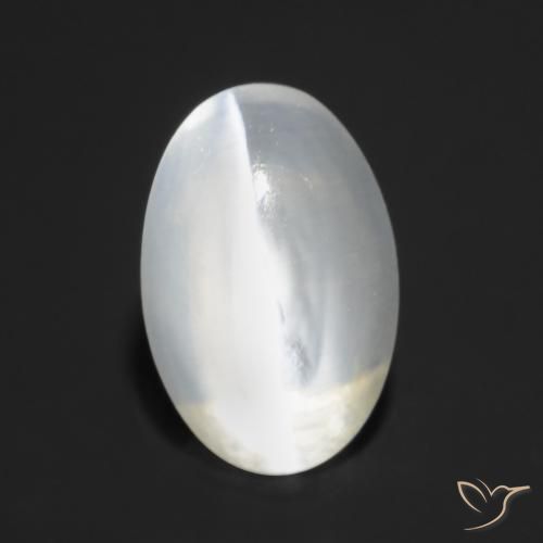 1.27 ct White Sillimanite Cat's Eye Stone, Natural Sillimanite Cat's Eye in Oval Cabochon Shape for Sale