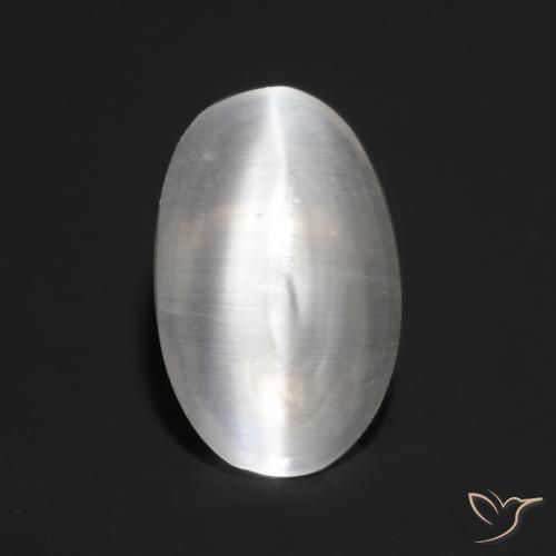 0.83ct Natural Clear White Sillimanite Cat's Eye, Oval, Transparent