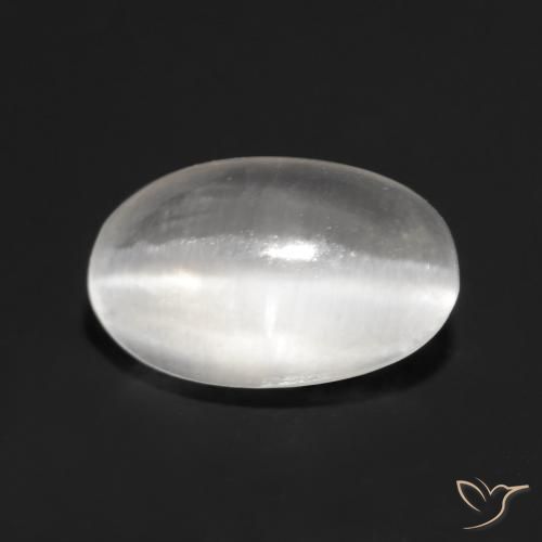 0.83 ct White Sillimanite Cat's Eye Stone, Natural Sillimanite Cat's Eye in Oval Cabochon Shape for Sale