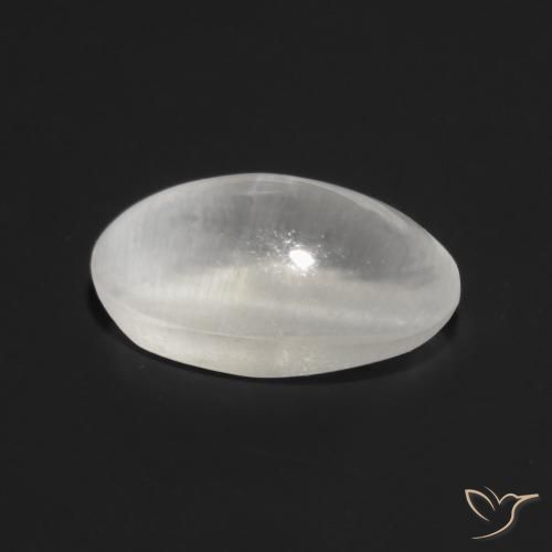 Sillimanite Cat's Eye Gemstone in 7 x 4.5 mm Size for Sale, Sillimanite Cat's Eye Stone in Clear White Color