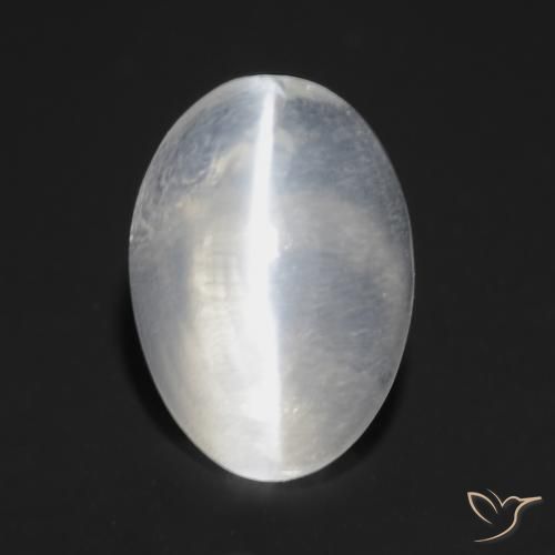 1.02 ct White Sillimanite Cat's Eye Stone, Natural Sillimanite Cat's Eye in Oval Cabochon Shape for Sale