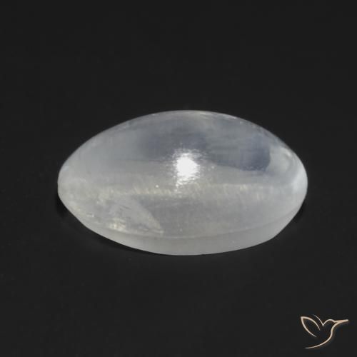 Sillimanite Cat's Eye Gemstone in 7.4 x 5.1 mm Size for Sale, Sillimanite Cat's Eye Stone in Translucent White Color
