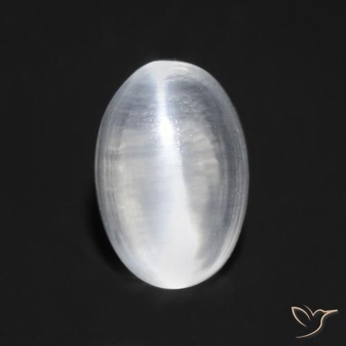1.04 ct White Sillimanite Cat's Eye Stone, Natural Sillimanite Cat's Eye in Oval Cabochon Shape for Sale