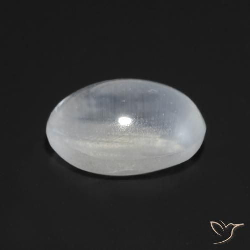 Sillimanite Cat's Eye Gemstone in 7 x 4.7 mm Size for Sale, Sillimanite Cat's Eye Stone in Translucent White Color
