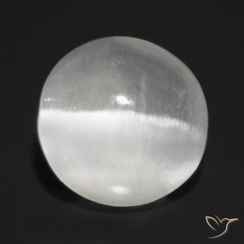 1.32ct Natural Translucent White Sillimanite Cat's Eye, Round, Transparent