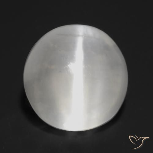 1.32 ct White Sillimanite Cat's Eye Stone, Natural Sillimanite Cat's Eye in Round Cabochon Shape for Sale
