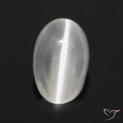 0.97ct Natural Translucent White Sillimanite Cat's Eye, Oval, Transparent