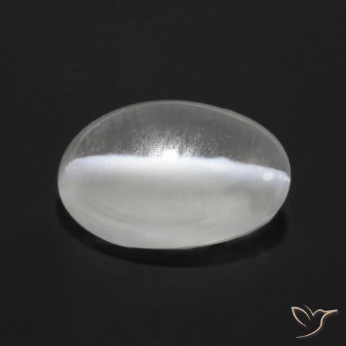 0.97 ct White Sillimanite Cat's Eye Stone, Natural Sillimanite Cat's Eye in Oval Cabochon Shape for Sale