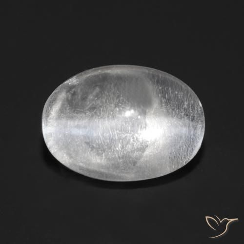 0.88ct Natural Clear White Sillimanite Cat's Eye, Oval, Transparent