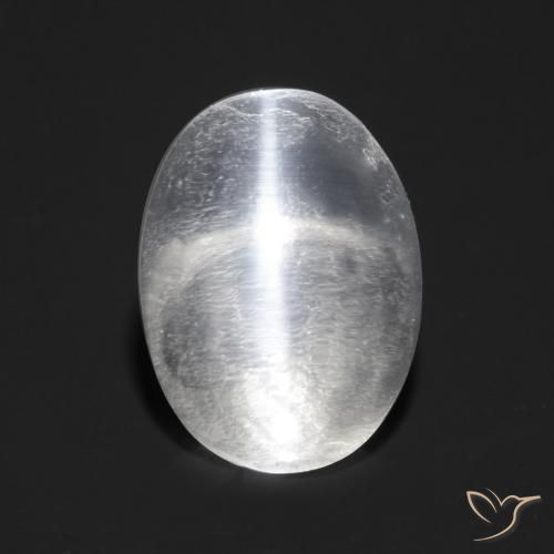 0.88 ct White Sillimanite Cat's Eye Stone, Natural Sillimanite Cat's Eye in Oval Cabochon Shape for Sale