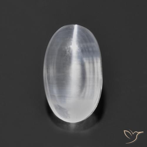 1.24 ct White Sillimanite Cat's Eye Stone, Natural Sillimanite Cat's Eye in Oval Cabochon Shape for Sale