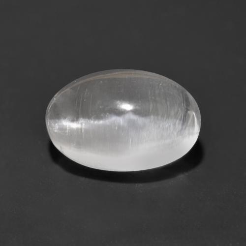 Clear White Sillimanite Cat's Eye Gem - 1.2ct Oval Cabochon (ID: 551874)