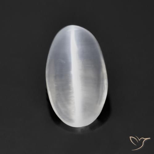 1.39 ct White Sillimanite Cat's Eye Stone, Natural Sillimanite Cat's Eye in Oval Cabochon Shape for Sale