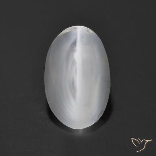 1.36 ct White Sillimanite Cat's Eye Stone, Natural Sillimanite Cat's Eye in Oval Cabochon Shape for Sale