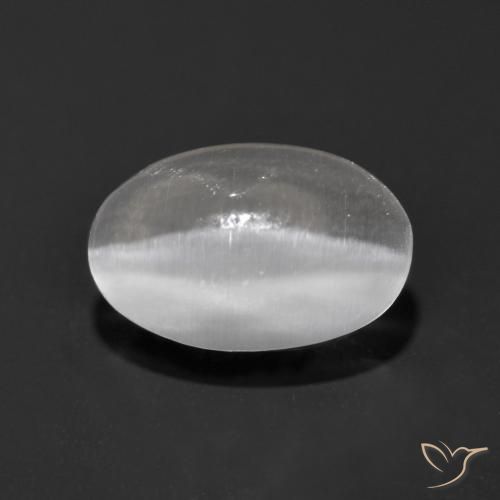 1.13 ct White Sillimanite Cat's Eye Stone, Natural Sillimanite Cat's Eye in Oval Cabochon Shape for Sale