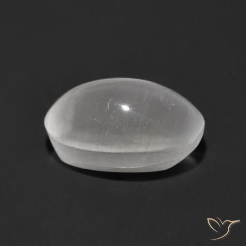 Sillimanite Cat's Eye Gemstone in 7.3 x 4.8 mm Size for Sale, Sillimanite Cat's Eye Stone in White Color
