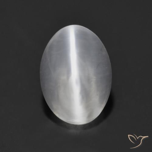 1.37ct Natural White Sillimanite Cat's Eye, Oval, Transparent