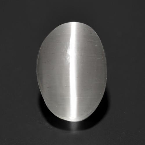 Very Light Grey Sillimanite Cat's Eye Gem - 1.3ct Oval Cabochon (ID: 551881)