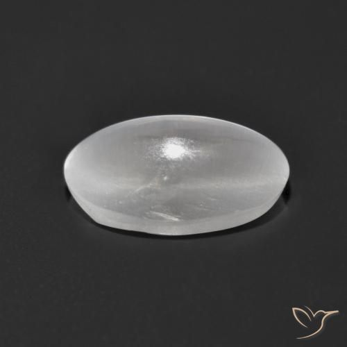 Sillimanite Cat's Eye Gemstone in 8.6 x 5.5 mm Size for Sale, Sillimanite Cat's Eye Stone in Very Light Grey Color