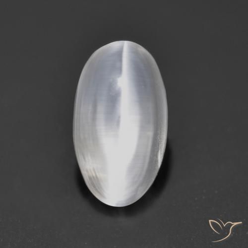 1.46 ct White Sillimanite Cat's Eye Stone, Natural Sillimanite Cat's Eye in Oval Cabochon Shape for Sale