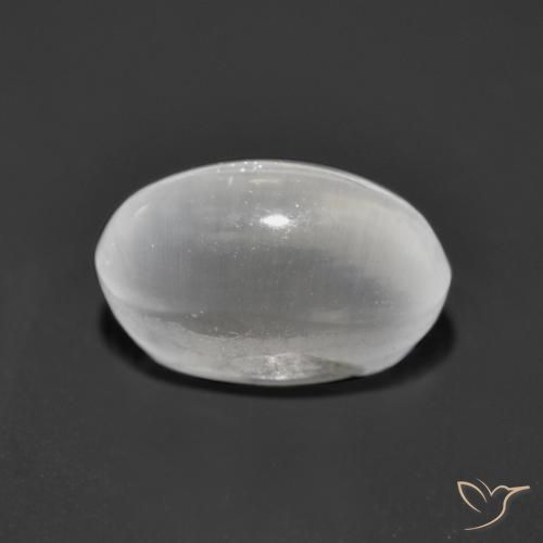 Sillimanite Cat's Eye Gemstone in 7.7 x 4.4 mm Size for Sale, Sillimanite Cat's Eye Stone in Clear White Color