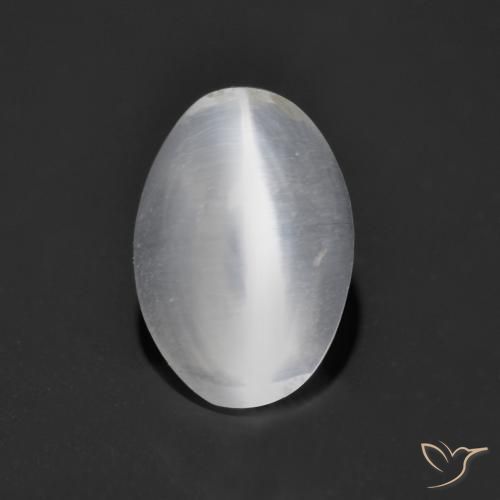 1.25 ct White Sillimanite Cat's Eye Stone, Natural Sillimanite Cat's Eye in Oval Cabochon Shape for Sale