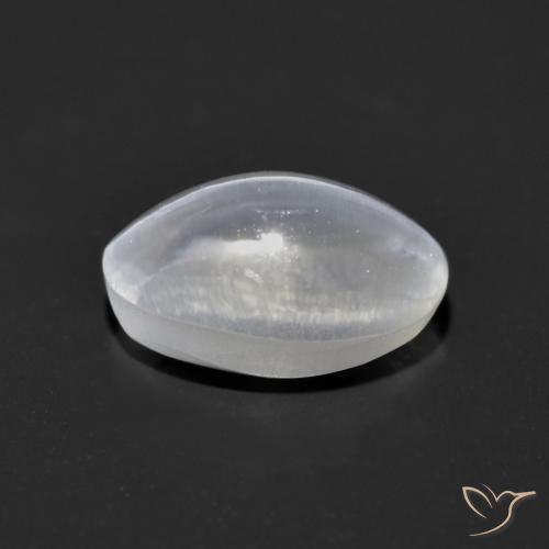 Sillimanite Cat's Eye Gemstone in 7.6 x 5.2 mm Size for Sale, Sillimanite Cat's Eye Stone in Clear White Color