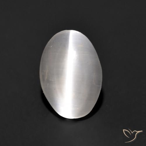0.96ct Natural Very Light Grey Sillimanite Cat's Eye, Oval, Transparent, Photo A