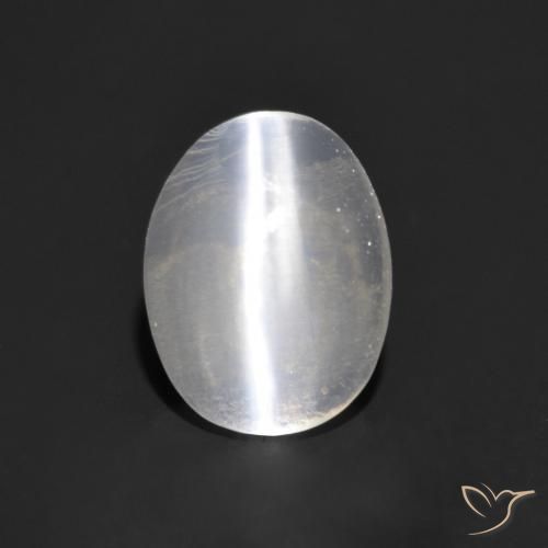 0,83 ct ovaler weißer Sillimanit-Katzenauge aus Madagaskar, Größe 7 x 5,4mm, Garantiert natürlicher Edelstein, Transparent Reinheit, 1 Stück Sillimanit-Katzenauge in Klares Weiß Farbe, Mohs-Härte von 6,5 - 7,5 Geeignet für den täglichen Gebrauch im Schmuck, Photo A