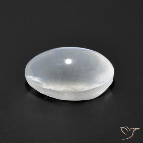Sillimanite Cat's Eye Gemstone in 7.5 x 4.9 mm Size for Sale, Sillimanite Cat's Eye Stone in Clear White Color