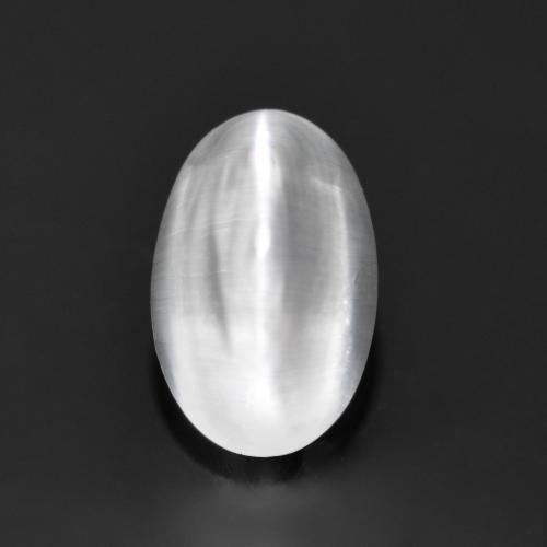 1.35 ct White Sillimanite Cat's Eye Gemstone, Sillimanite Cat's Eye Gem in Oval Cabochon Shape for Sale.