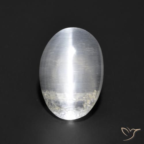 1.21ct Natural White Sillimanite Cat's Eye, Oval, Transparent