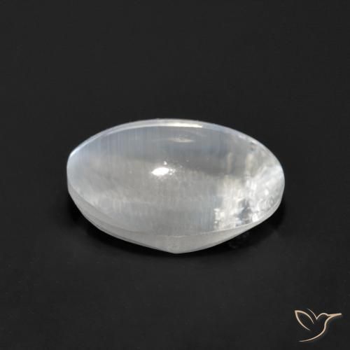 Sillimanite Cat's Eye Gemstone in 7.5 x 5.2 mm Size for Sale, Sillimanite Cat's Eye Stone in White Color