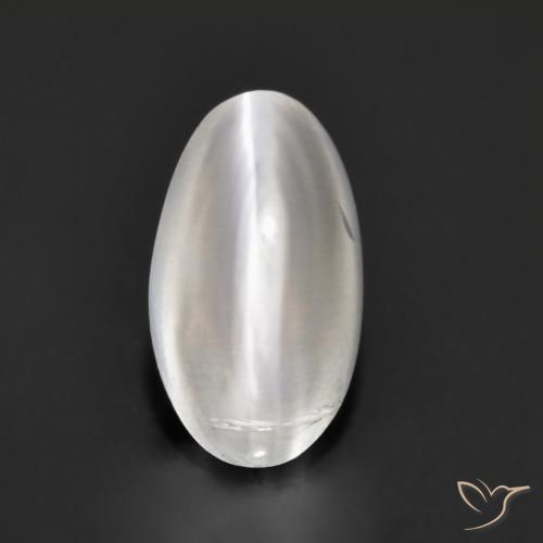 1.37ct Natural White Sillimanite Cat's Eye, Oval, Transparent