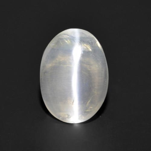 Translucent White Sillimanite Cat's Eye Gem - 0.9ct Oval Cabochon (ID: 551894)