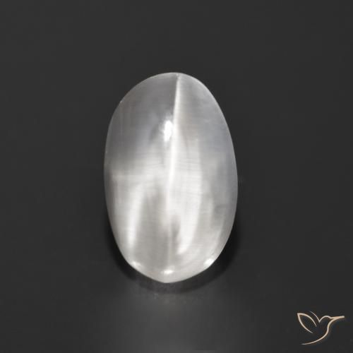 1.27ct Natural Very Light Grey Sillimanite Cat's Eye, Oval, Transparent