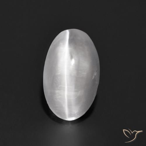 0.94ct Natural Very Light Grey Sillimanite Cat's Eye, Oval, Transparent