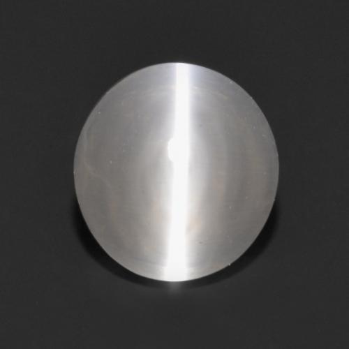 1.04ct Round Cabochon White Sillimanite Cat's Eye from Madagascar, Dimension 6.1mm, Transparent Clarity, Natural untreated gemstone, 1pc Sillimanite Cat's Eye in White Color, Mohs Hardness of 6.5 - 7.5 suitable for daily wear jewelry, Photo A