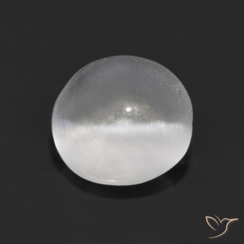 1.44 ct White Sillimanite Cat's Eye Stone, Natural Sillimanite Cat's Eye in Round Cabochon Shape for Sale