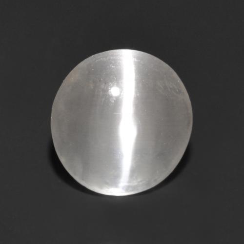 白色 硅线石猫眼 Gem - 0.9ct 圆形凸面型 (ID: 551907)