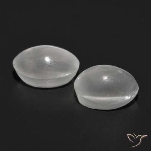 Sillimanite Cat's Eye Gemstones in 7 x 5 mm (calibrated) Size for Sale, Sillimanite Cat's Eye Stones in Very Light Grey Color