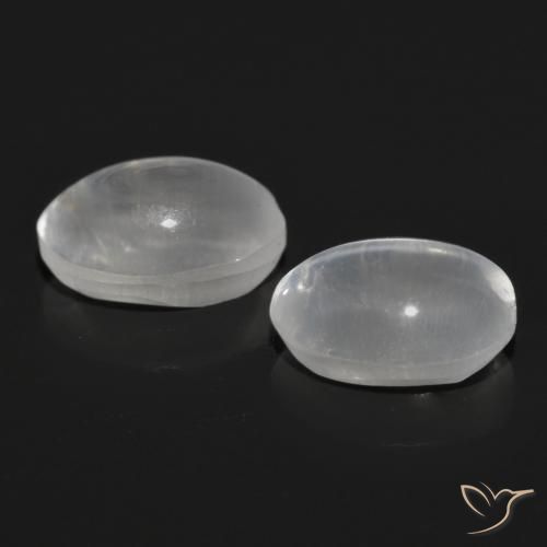 Sillimanite Cat's Eye Gemstones in 7.4 x 5.3 mm Size for Sale, Sillimanite Cat's Eye Stones in Very Light Grey Color