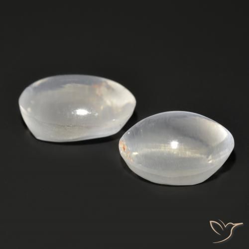 Sillimanite Cat's Eye Gemstones in 7.6 x 5.6 mm Size for Sale, Sillimanite Cat's Eye Stones in Very Light Grey Color